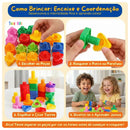 Kit Pedagógico de Encaixar: Parafusos e Porcas Coloridos (20 Peças) | Brinquedo Autismo