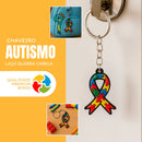 Kit Identificação Autismo Tea: Cordão + Pulseira Silicone + Chaveiro + Crachá Rígido