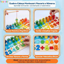 Kit Montessori Madeira: Pescaria, Números e Formas | Brinquedo Autismo