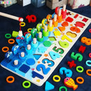 Kit Montessori Madeira: Pescaria, Números e Formas | Brinquedo Autismo