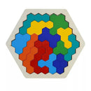 Quebra-Cabeça Hexagonal Montessori de Madeira | Brinquedo Autismo